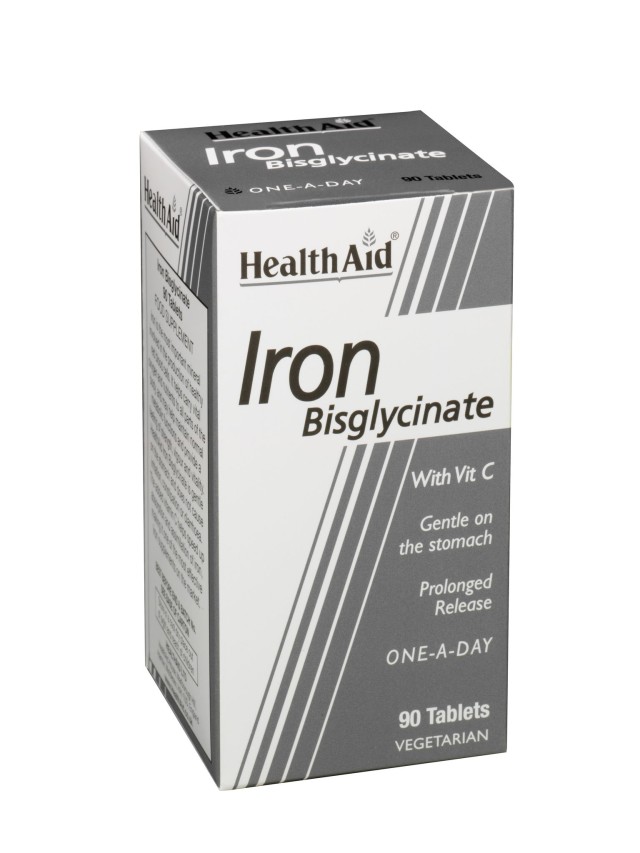Health Aid Iron Bisglycinate 30mg Συμπλήρωμα Διατροφής με Δισγλυκινικό Σίδηρο & Βιταμίνη C για Διατήρηση της Ποιότητας του Αίματος 90 Ταμπλέτες
