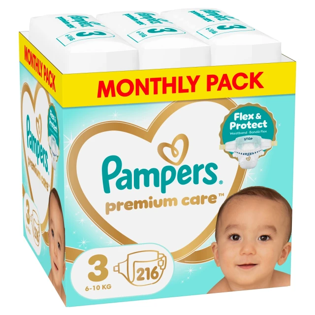 Pampers Premium Care Diapers Size 3 [6-10kg] 216 Diapers of the Month MSB