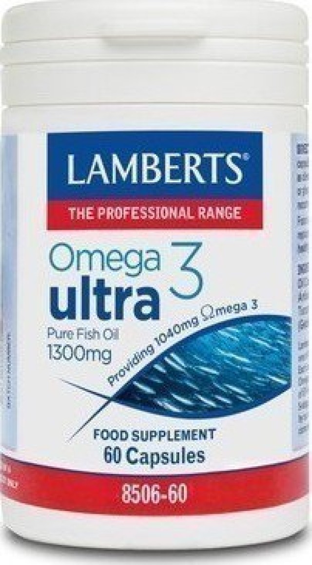 Lamberts Omega 3 Ultra Pure Fish Oil 1300mg Συμπλήρωμα Διατροφής Ω3 Λιπαρών Οξέων 60 Κάψουλες