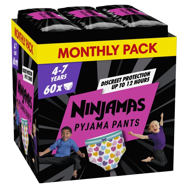 Pampers Ninjamas Pyjama Night Pants Monthly Pack για Κορίτσι 4-7 ετών …