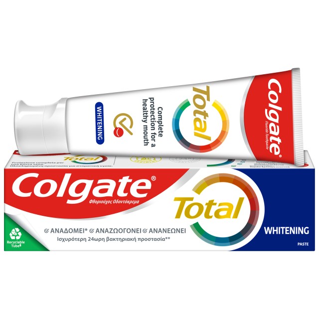 Colgate Total Whitening Οδοντόκρεμα για 24ωρη Βακτηριακή Προστασία & Ο …