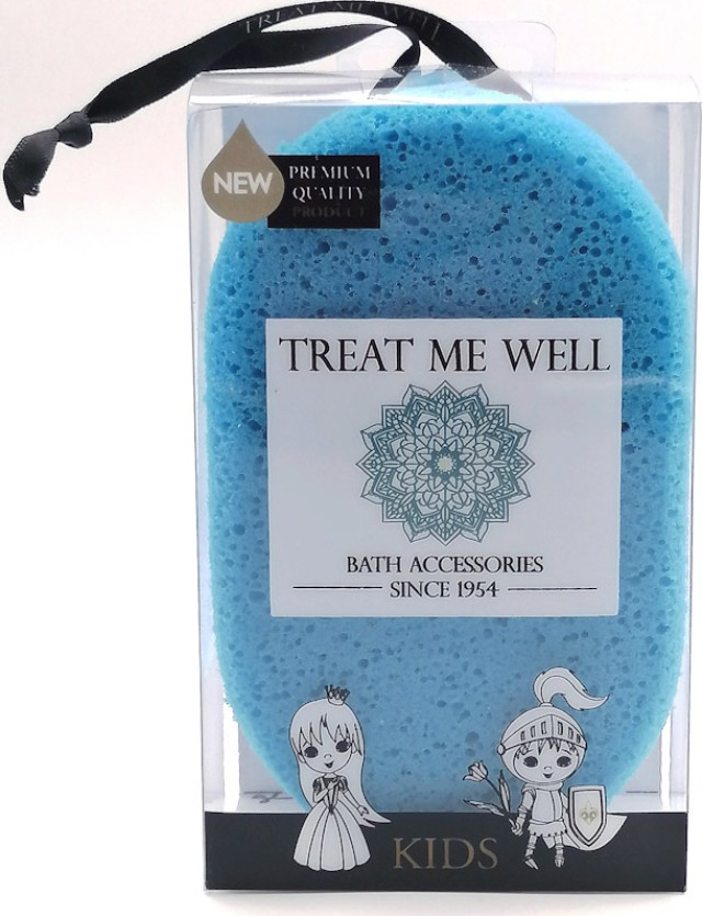 Treat me Well KIDS Bath & Shower Sponge Παιδικό Οβάλ Σφουγγάρι Μπλε Χρώματος 1 Τεμάχιο