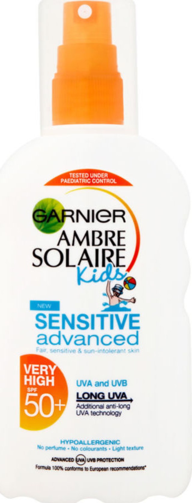 Garnier Ambre Solaire Kids Sensitive Advanced Sun Cream Spray SPF50+ Παιδικό Αντηλιακό Γαλάκτωμα Κατάλληλο για Ευαίσθητα Δέρματα 200ml