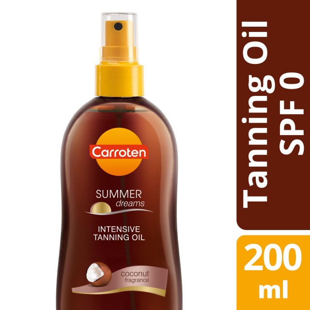 Carroten Summer Dreams Intensive Tanning Oil Dry SPF0 Λάδι για Έντονο Μαύρισμα & Ενυδάτωση με Μοναδικό Καλοκαιρινό Άρωμα Καρύδας 200ml