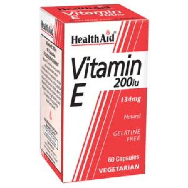 Health Aid Vitamin E 200IU Nutritional Supplement with Vitamin E and Antioxidant Action 60 Herbal Capsules