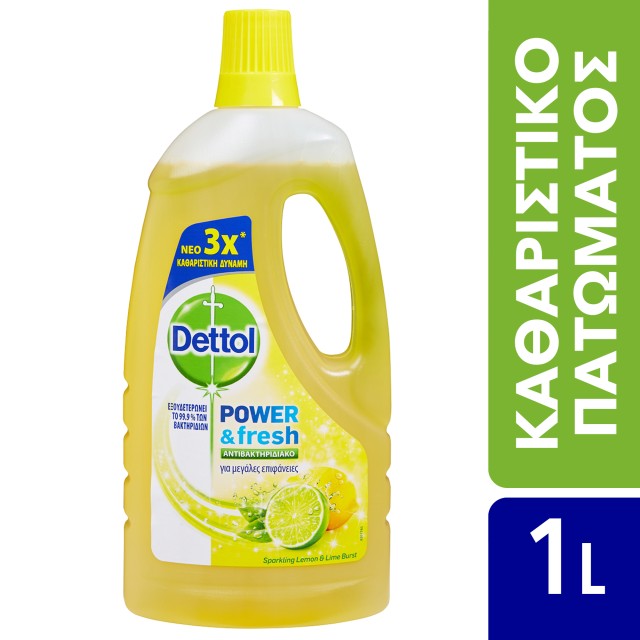 Dettol Power & Fresh Λεμόνι Αντιβακτηριδιακό Καθαριστικό Πατώματος 1lt