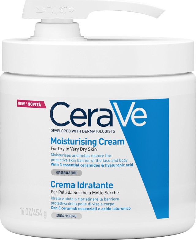 CeraVe Moisturizing Cream Pump Ενυδατική Κρέμα για Ξηρή - Πολύ Ξηρή Επιδερμίδα 454gr με Αντλία