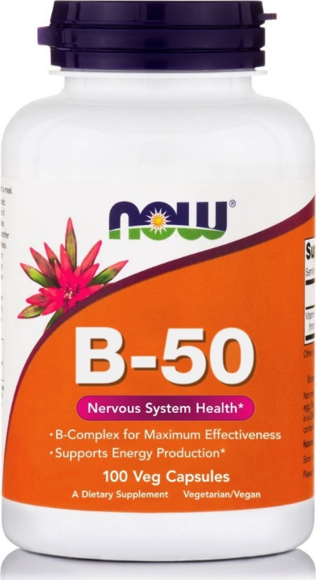 Now Foods Vitamin B-50 Complex Συμπλήρωμα Διατροφής για το Νευρικό Σύστημα 100 Φυτικές Κάψουλες