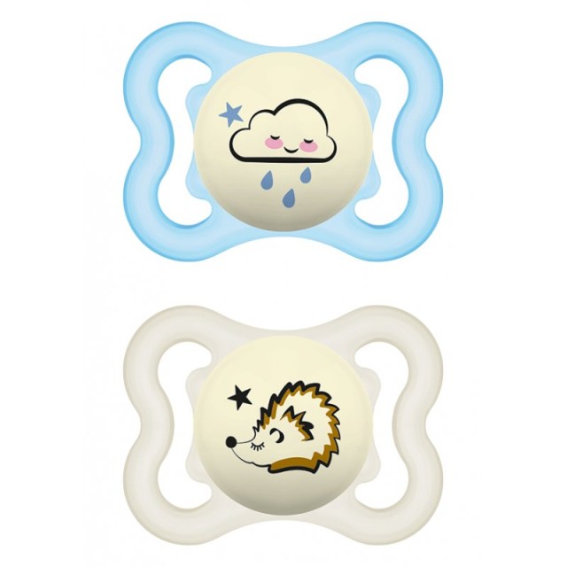 Mam Supreme Night Πιπίλα Σιλικόνης για 2-6m+ με Θήκη 2 Τεμάχια [148S]