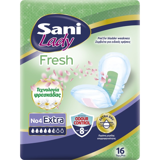 Sani Lady Fresh Super Extra Σερβιέτες Ακράτειας Nο 4 με Άρωμα 16 Τεμάχ … Sani Lady Fresh Super Extra Σερβιέτες Ακράτειας Nο 4 με Άρωμα 16 Τεμάχ …