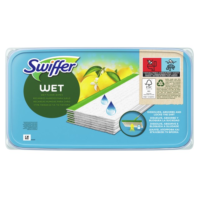 Swiffer Ανταλλακτικά Υγρά Πανάκια Καθαρισμού για το Πάτωμα με Άρωμα Λε …