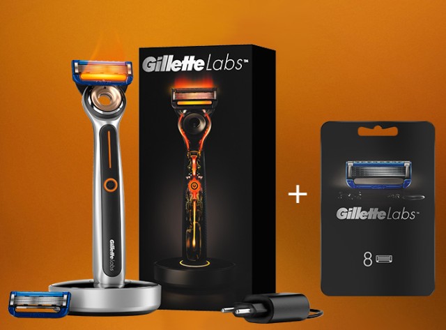 Gillette SET Heated Razor Θερμαινόμενη Ξυριστική Μηχανή 1 Τεμάχιο - Labs Ανταλλακτικές Κεφαλές για τη Θερμαινόμενη Ξυριστική Μηχανή 8 Τεμάχια