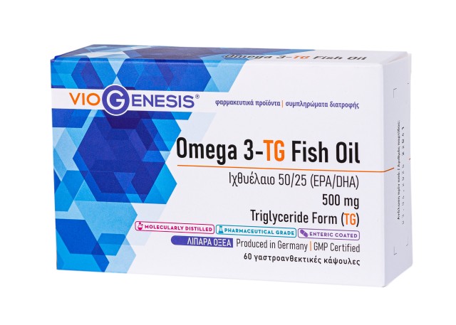 VioGenesis Omega 3-TG Fish Oil 500mg Συμπλήρωμα Διατροφής Ωμέγα 3 Ιχθυέλαιο 60 Κάψουλες