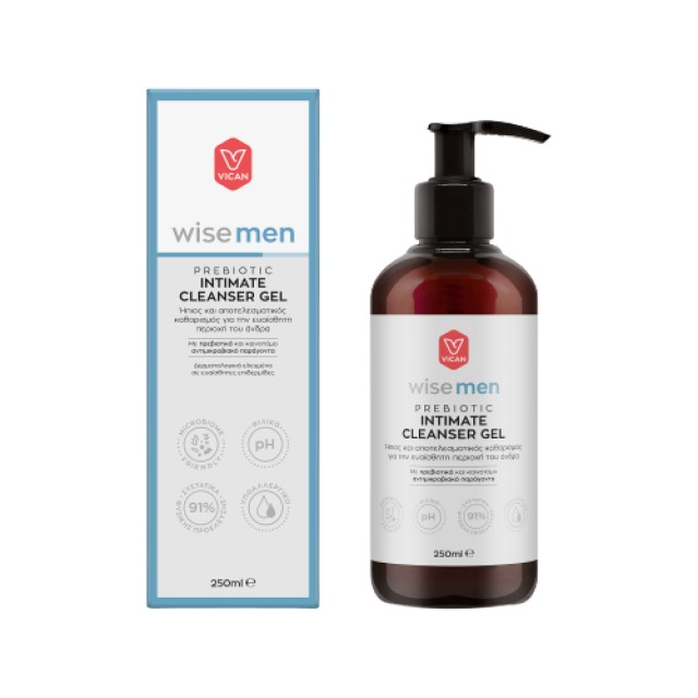 Vican Wise Men Prebiotic Intimate Cleanser Gel Ήπιος & Αποτελεσματικός Καθαρισμός για την Ευαίσθητη Περιοχή του Άνδρα 250ml