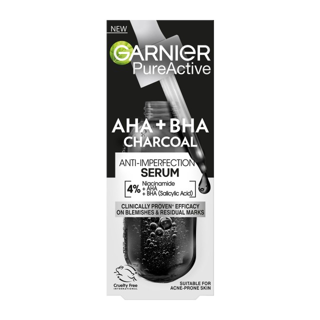 Garnier Pure Active Anti Imperfection Serum Ορός Κατά των Ατελειών, 4% Νιασιναμίδη, AHA+BHA με Άνθρακα 30ml