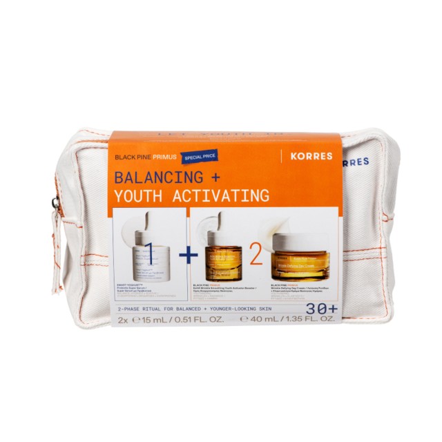 Korres PROMO Smart Yoghurt™ Super Serum με Προβιοτικά 15ml & Black Pine Primus Ορός Ενεργοποίησης Νεότητας 15ml & Black Pine Primus Λείανση Ρυτίδων, Ελαστικότητα Κρέμα Νεότητας Ημέρας 40ml / Ειδική Τιμή Korres PROMO Smart Yoghurt™ Super Serum με Προβιοτικά 15ml & Black Pin …