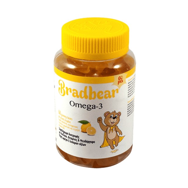 Bradex Bradbear Jellys Omega-3 Παιδικό Συμπλήρωμα Πολυβιταμινών με Γεύση Λεμόνι 60 Μασώμενες Ταμπλέτες