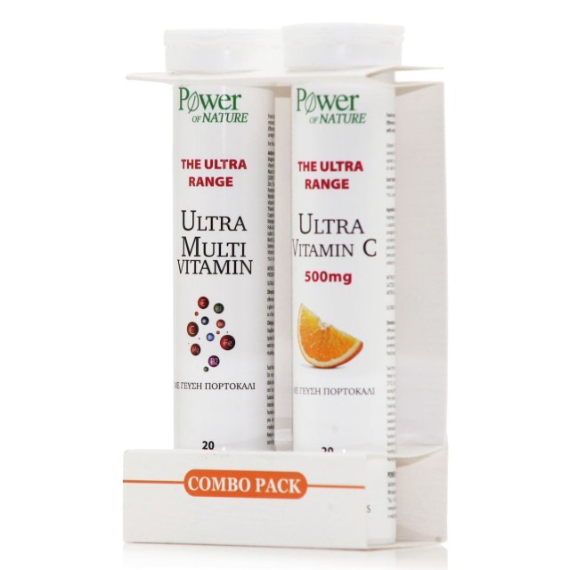 Power of Nature PROMO Ultra Multi Vitamin για το Ανοσοποιητικό Σύστημα με Γεύση Πορτοκάλι 20 Αναβράζοντα Δισκία - Ultra Vitamin C 500mg 20 Αναβράζοντα Δισκία