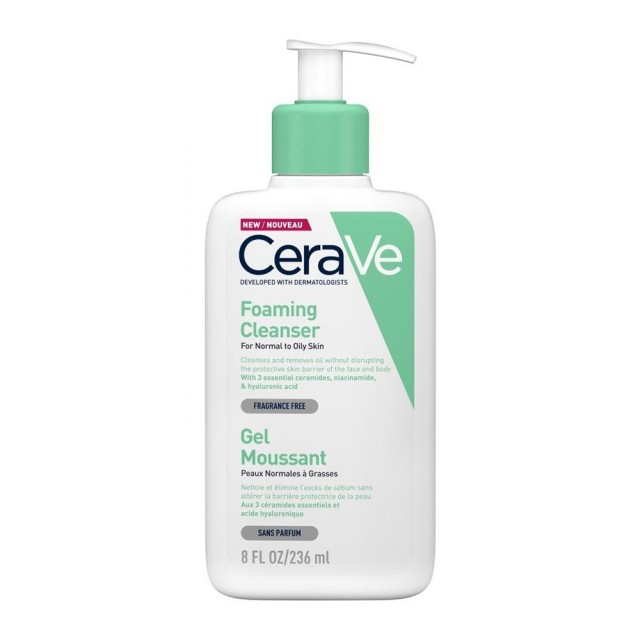 CeraVe Foaming Cleanser Gel Καθαρισμού Προσώπου & Σώματος για Κανονικές - Λιπαρές Επιδερμίδες 236ml