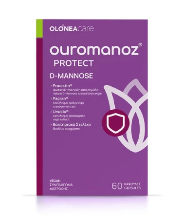 Olonea Ouromanoz Protect D-Mannose Συμπλήρωμα Διατροφής για τις Λοιμώξεις του Ουροποιητικού 60 Κάψουλες