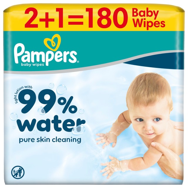 Pampers PROMO 99% Water Μωρομάντηλα με Ήπια Λοσιόν & 99% Νερό με Καπάκ &hellip;