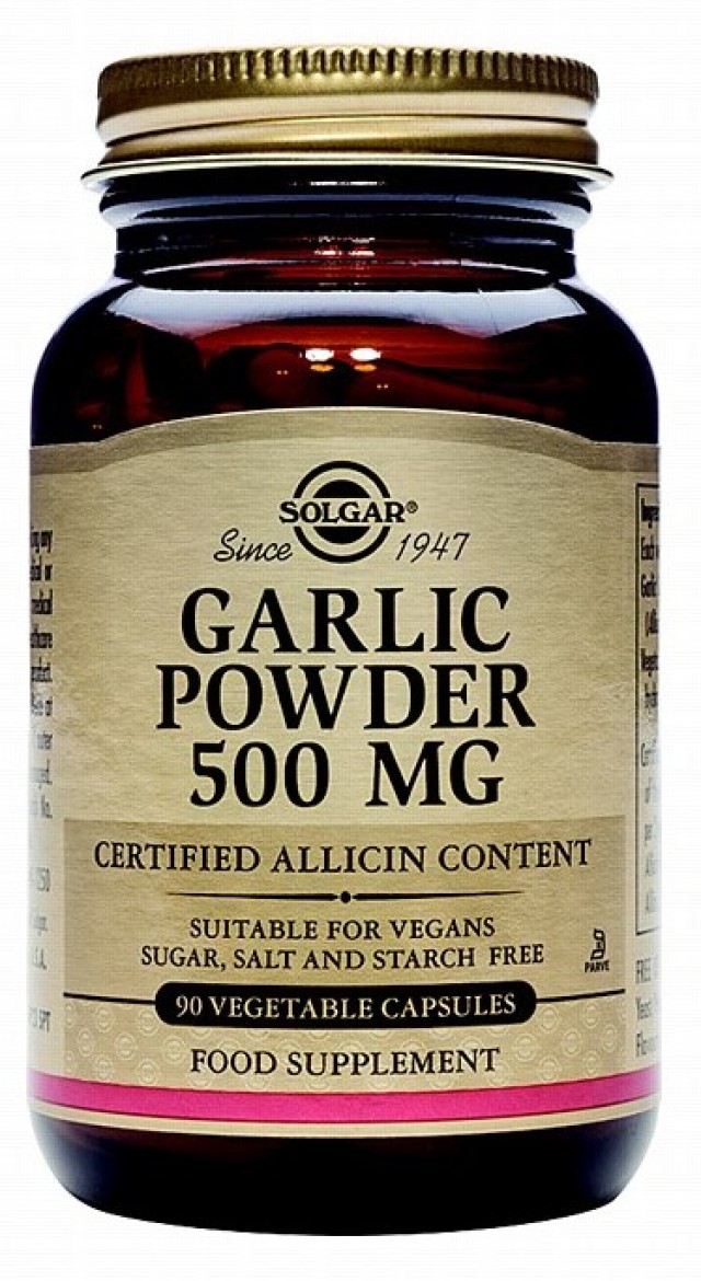 Solgar Garlic Powder 500mg Συμπλήρωμα Διατροφής Σκόρδου 90 Φυτικές Κάψουλες
