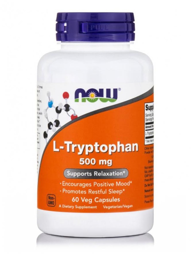 Now Foods L-Tryptophan 500mg Συμπλήρωμα Διατροφής για τη Ρύθμιση του Ύπνου & της Διάθεσης 60 Κάψουλες