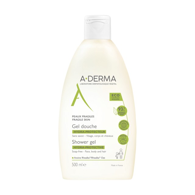 A-Derma Hydra Protective Shower Ενυδατικό Gel Καθαρισμού για Πρόσωπο, Σώμα & Μαλλιά 500ml