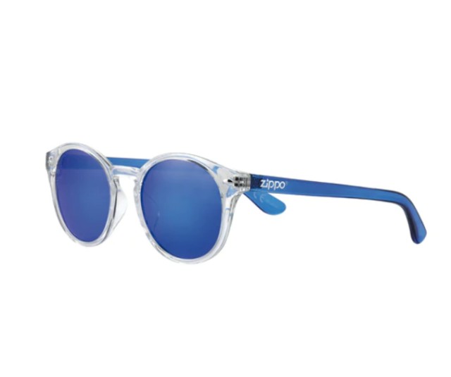 Zippo Γυαλιά Ηλίου Κοκάλινα Χρώμα:Διάφανο με Μπλε Καθρέφτη και Μπλε Βραχίονες [OB137-02]