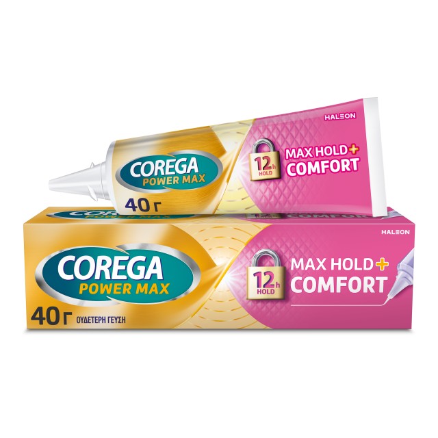 Corega Max Hold+ Comfort, Denture Fixing Cream for up to 12 Hours of Retention 40gr