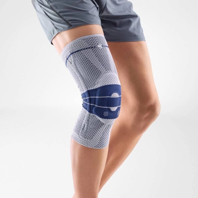 Bauerfeind GenuTrain Knee Support Ελαστική Επιγονατίδα με Ένθετο Σιλικόνης και Ελάσματα Γκρι - Μπλε 1 Τεμάχιο [6040]