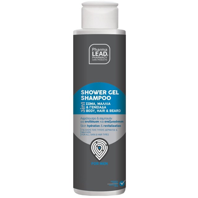 PharmaLead Men Shower Gel Shampoo 3 in 1 για Σώμα, Μαλλιά & Γενειάδα 100ml