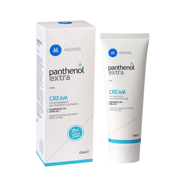 Medisei Panthenol Extra Cream Urea 5% Ενυδατική Κρέμα με Ουρία για Ευαίσθητες και Ερεθισμένες Επιδερμίδες 125ml ΔΩΡΟ 25ml Επιπλέον Ποσότητα