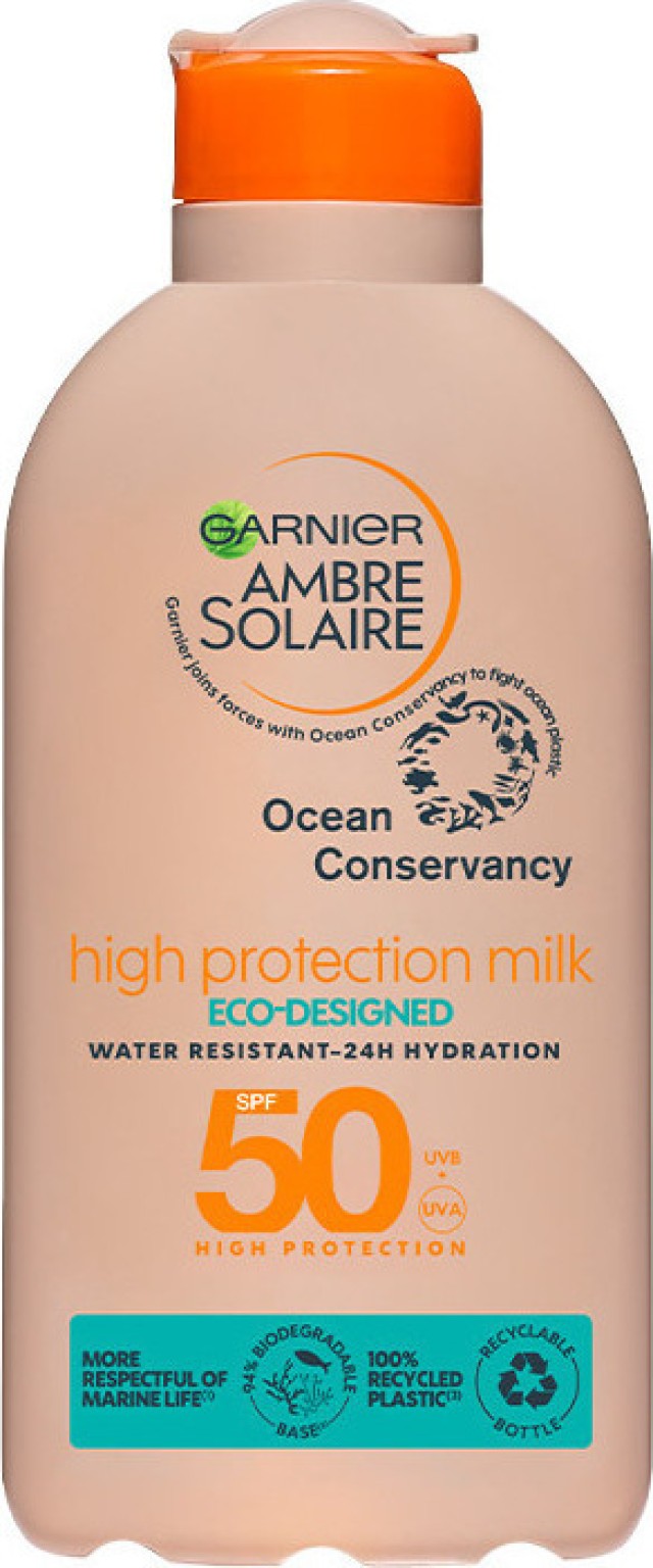 Garnier Ambre Solaire Ocean Protect High Protection Milk SPF50 Αντηλιακό Ενυδατικό Γαλάκτωμα για Πρόσωπο & Σώμα 200ml