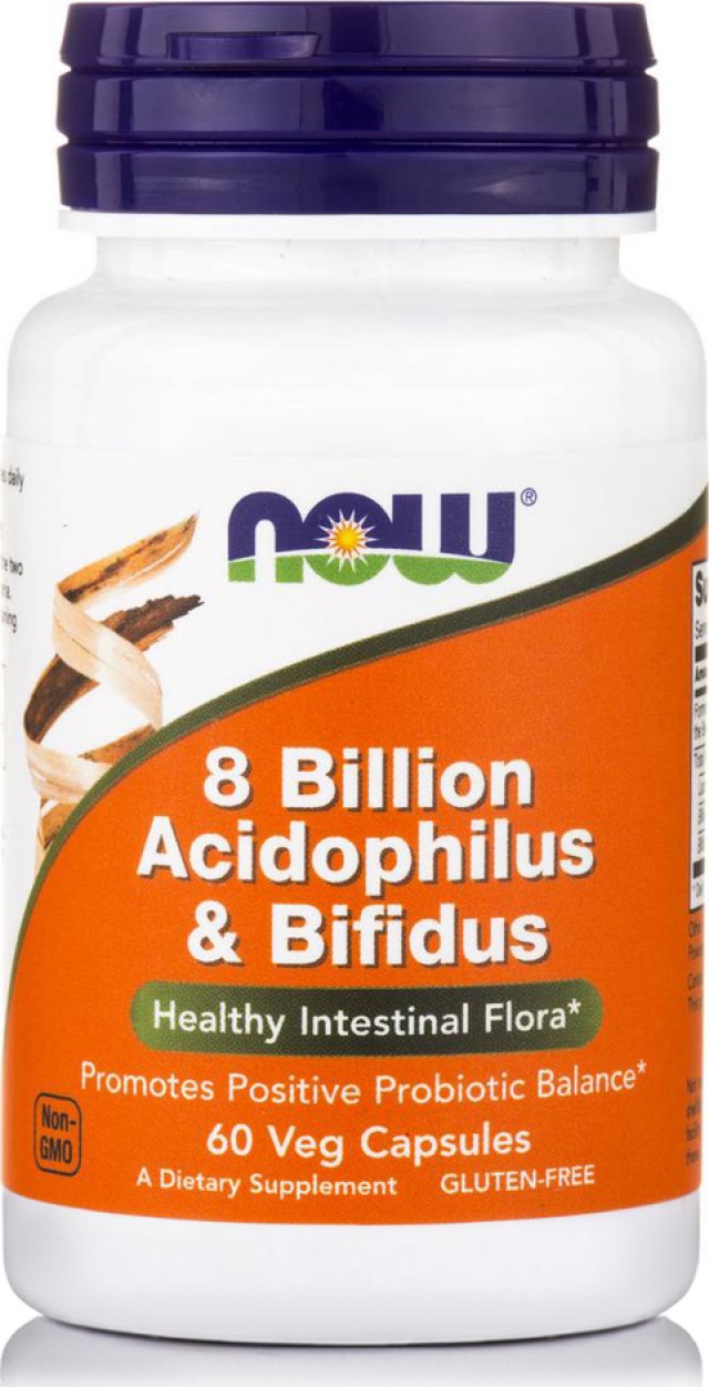 Now Foods 8 Billion Acidophilus & Bifidus Συμπλήρωμα Διατροφής Για Την Σωστή Λειτουργία του Εντέρου 60 Κάψουλες
