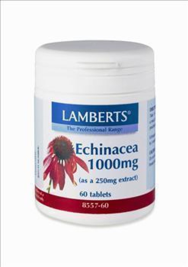 Lamberts Echinacea 1000mg, Φυτικό Εκχύλισμα Εχινάκεας με Αντιβακτηριακές Ιδιότητες, Χρήσιμο σε Περιπτώσεις Κρυολογημάτων, Γρίπης και Μολύνσεων, 60tabs