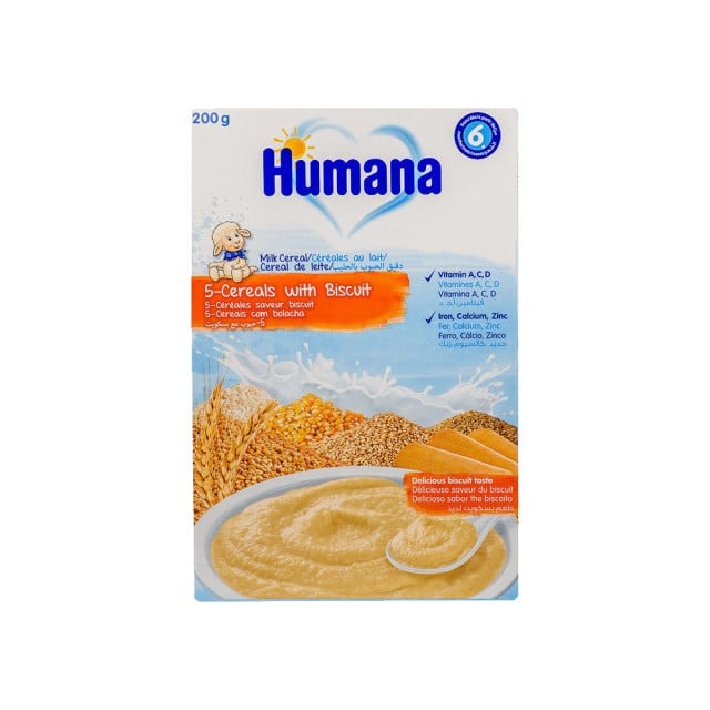 Humana Βρεφική Κρέμα με 5 Δημητριακά και Μπισκότο για 6m+ 200gr
