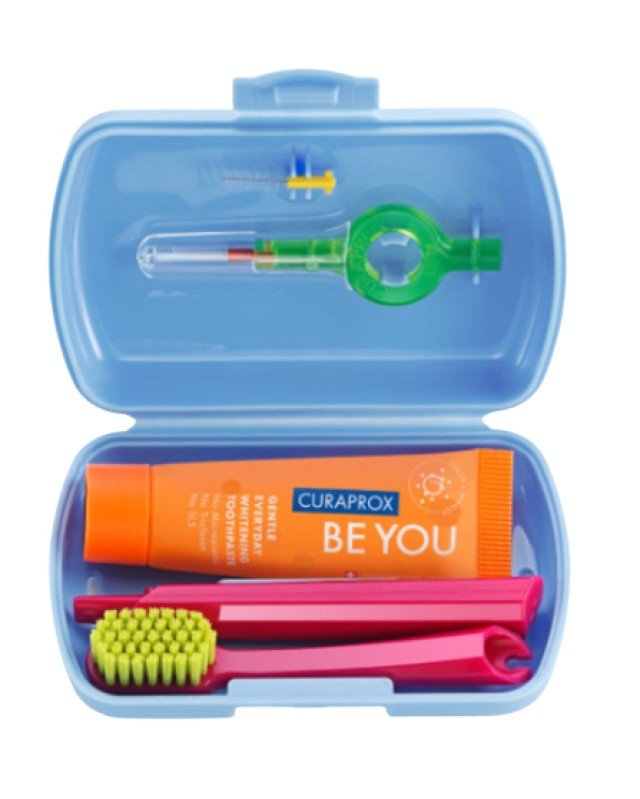 Curaprox Travel Set Φροντίδα Στοματικής Υγιεινής Χρώματος Γαλάζιο