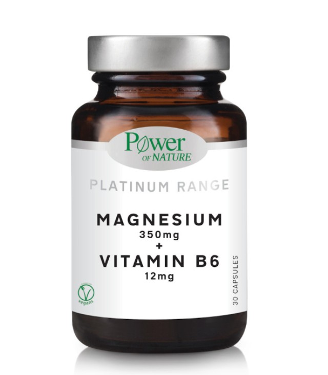 Power of Nature Magnesium 350mg + Vitamin B6 12mg Συμπλήρωμα Διατροφής για την Καλή Λειτουργία του Νευρικού Συστήματος 30 Κάψουλες