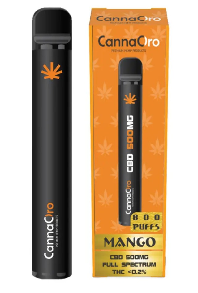 CannaOro CBD Vape 500mg Mango Συσκευή Ατμίσματος Προγεμισμένη με Υγρό Αναπλήρωσης 2ml
