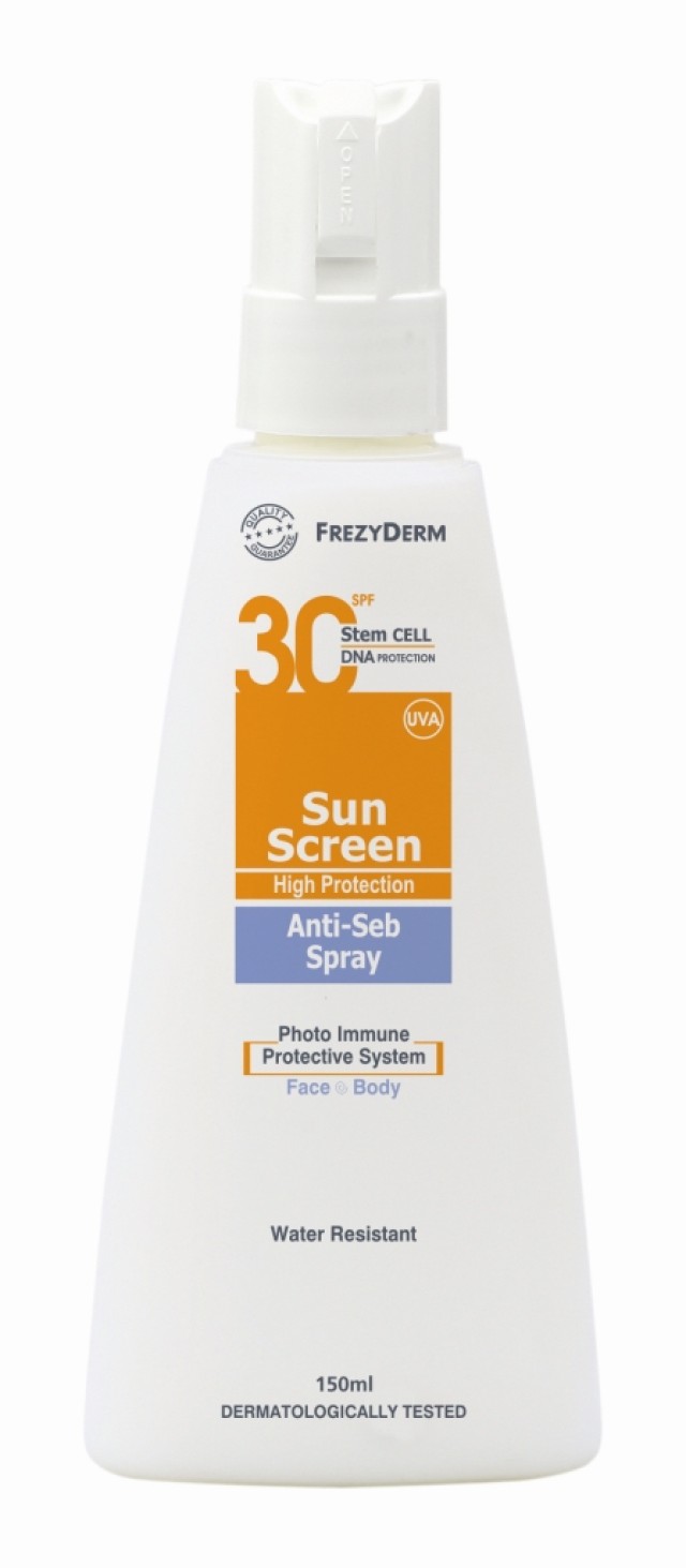 Frezyderm Sunscreen Anti Seb SPF30 Αντιηλιακό Spray Προσώπου - Σώματος 150ml