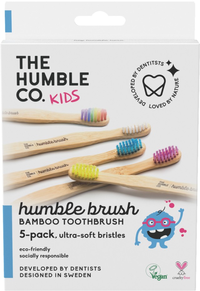 The Humble Co. Bamboo Brush Kids 5pack Ultra Soft Mπαμπού Οδοντόβουρτσα Παιδική Πολύ Μαλακή 5 τεμάχια