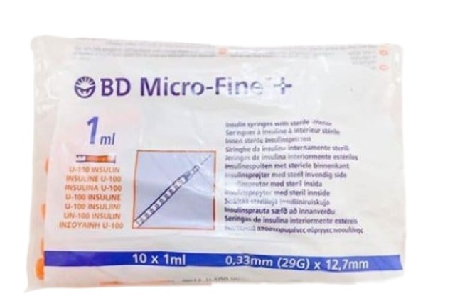 BD MicroFine + Σύριγγες Ινσουλίνης 1ml 29Gx12.7mm 10 Τεμάχια σε Σακουλάκι