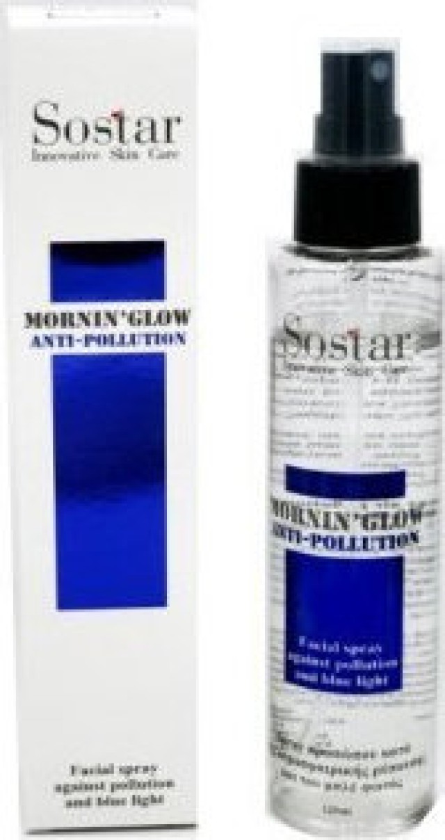 Sostar Mornin Glow Anti Pollution Spray Προσώπου Κατά Της Ατμοσφαιρικής Ρύπανσης Και Του Μπλε Φωτός 125ml