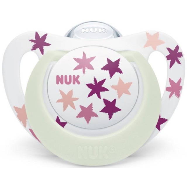 Nuk Star Νight Ορθοδοντική Πιπίλα Σιλικόνης για 6-18m+ με Θήκη Λευκό μ …