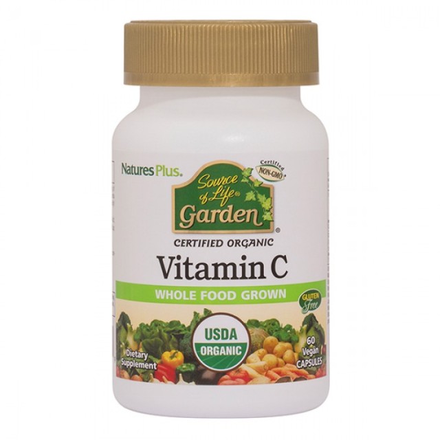 Natures Plus Garden Organic Vitamin C για το Ανοσοποιητικό Σύστημα 60 Φυτικές Κάψουλες