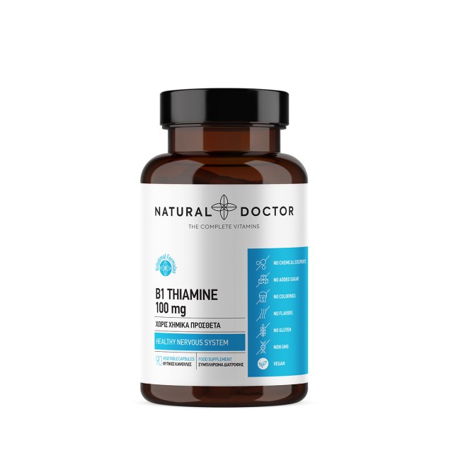 Natural Doctor B1 Thiamine 100mg Συμπλήρωμα Διατροφής για την Καλή Λειτουργία Νευρικού Συστήματος 90 Φυτικές Κάψουλες