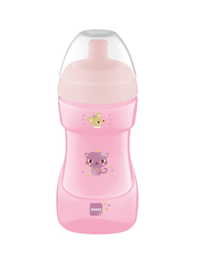 Mam Sports Cup 12m+ Εκπαιδευτικό Ποτηράκι Ροζ 330ml [470G]