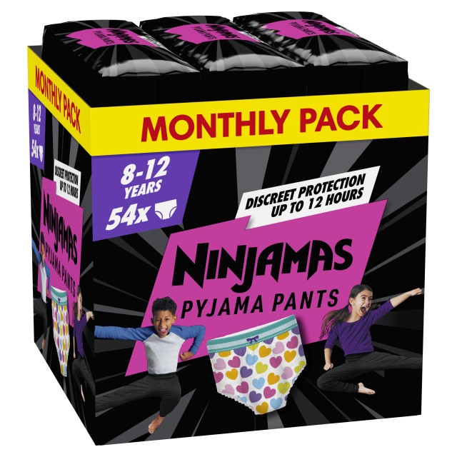 Pampers Ninjamas Pyjama Night Pants Monthly Pack για Κορίτσι 8-12 ετών …