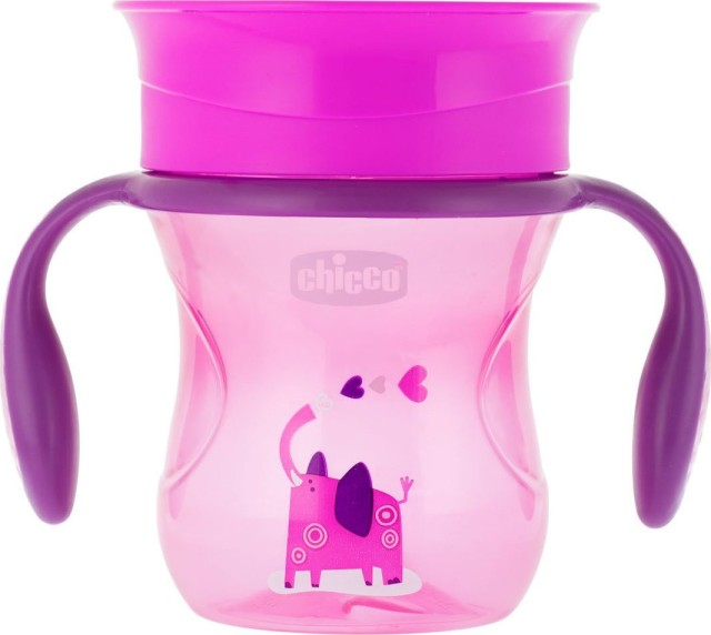 Chicco Perfect Cup Εκπαιδευτικό Ποτηράκι με Λαβές που Αφαιρούνται για 12m+ Χρώματος Ροζ 200ml [06951-10]